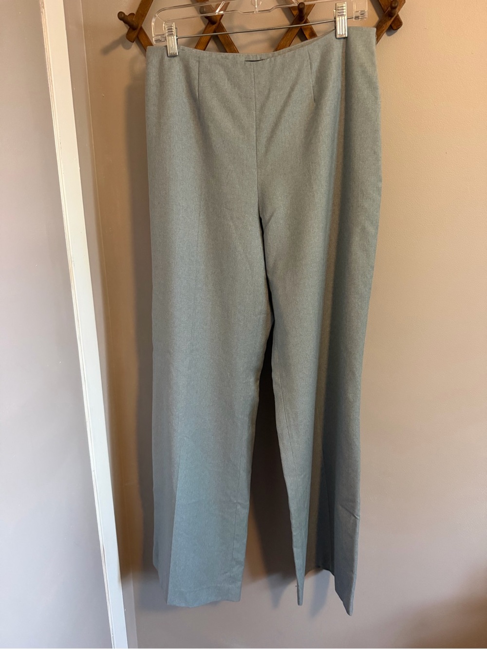 Jones New York Essentials Pure Wool Pastel Blue Lined Wide Leg Trousers Size 10